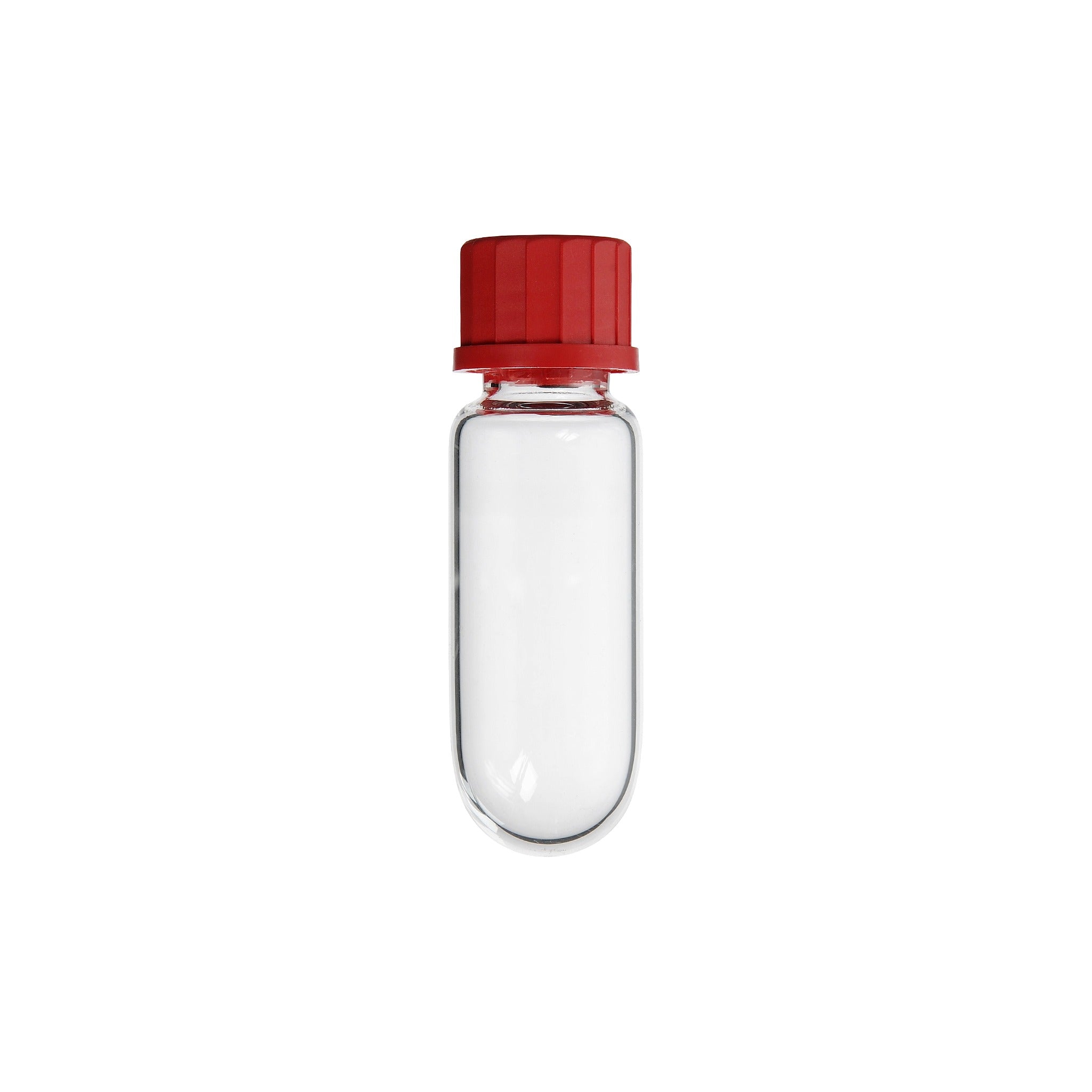 Zentrifugenglas mit Rundboden und roter Schraubkappe aus Borosilikatglas 3.3