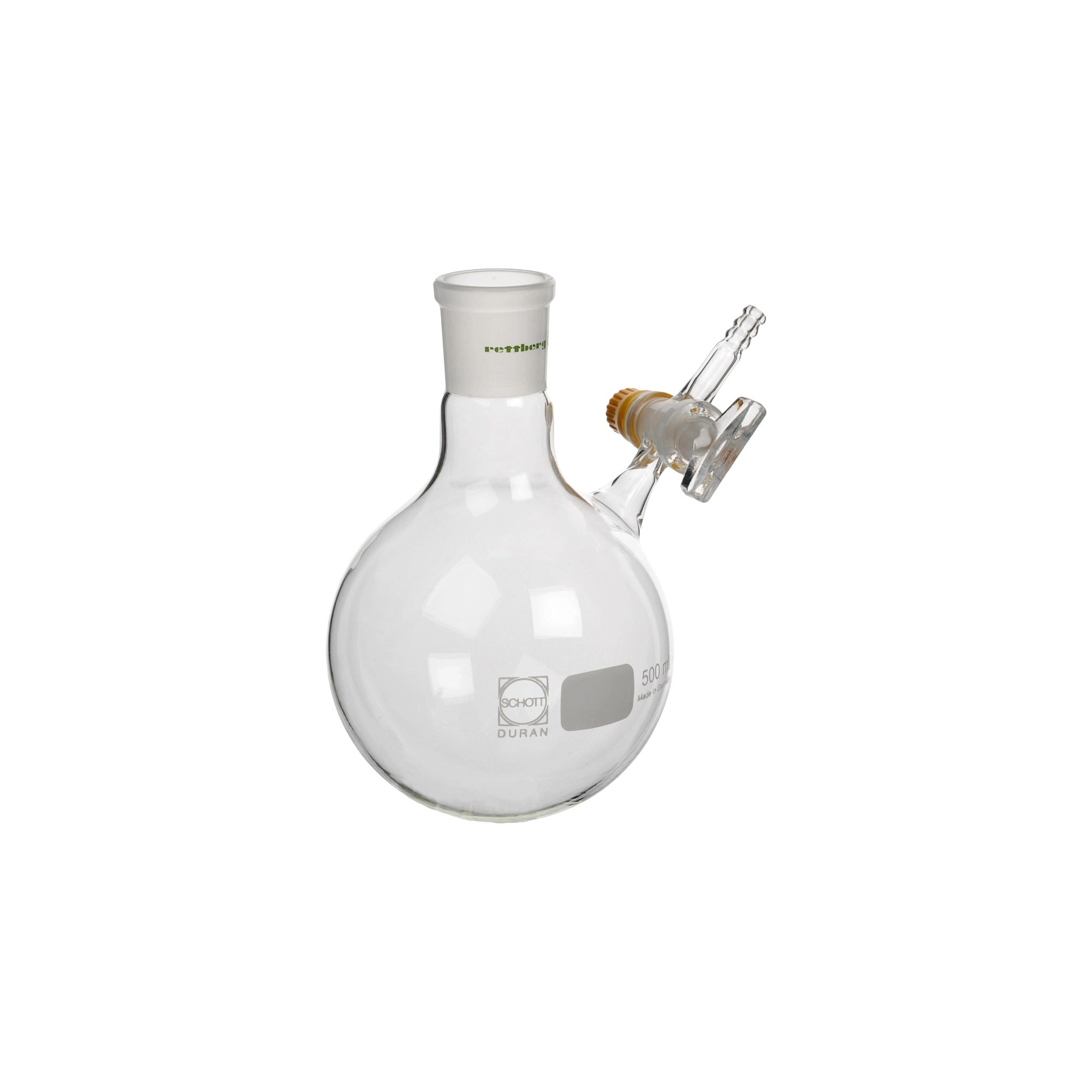 Schlenkkolben aus Borosilikatglas 3.3 mit Glashahn 2,5 mm und Olive 9 mm - LabStore | Gebr. Rettberg GmbH