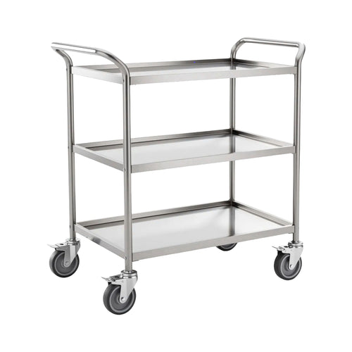 Edelstahl Transportwagen mit 4 Lenkrollen Ø 125 mm – 600×950 mm, 2 oder 3 Böden - LabStore | Gebr. Rettberg GmbH