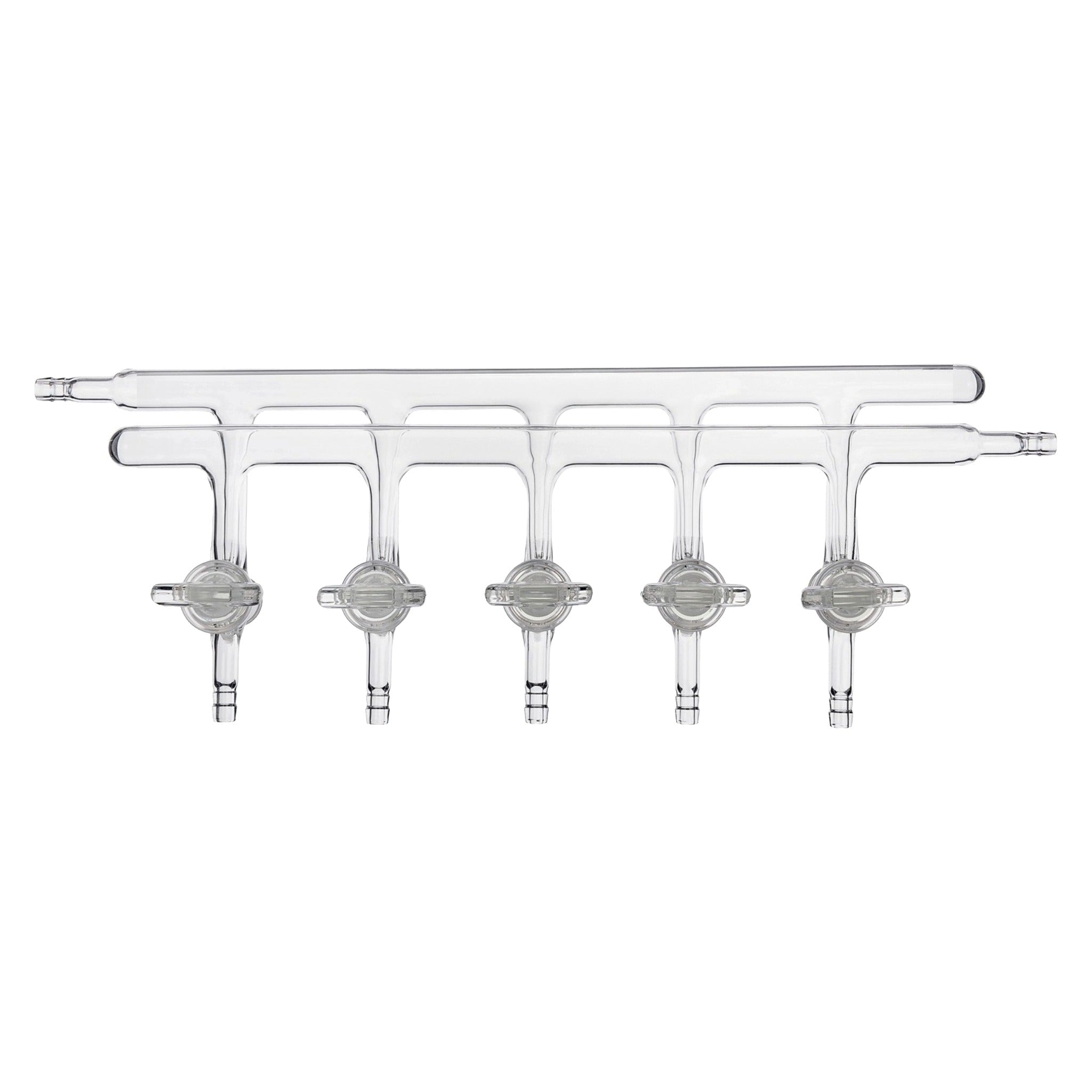 Schlenkline mit 5 Patenthähnen NS 18,8 aus Borosilikatglas 3.3 - LabStore | Gebr. Rettberg GmbH